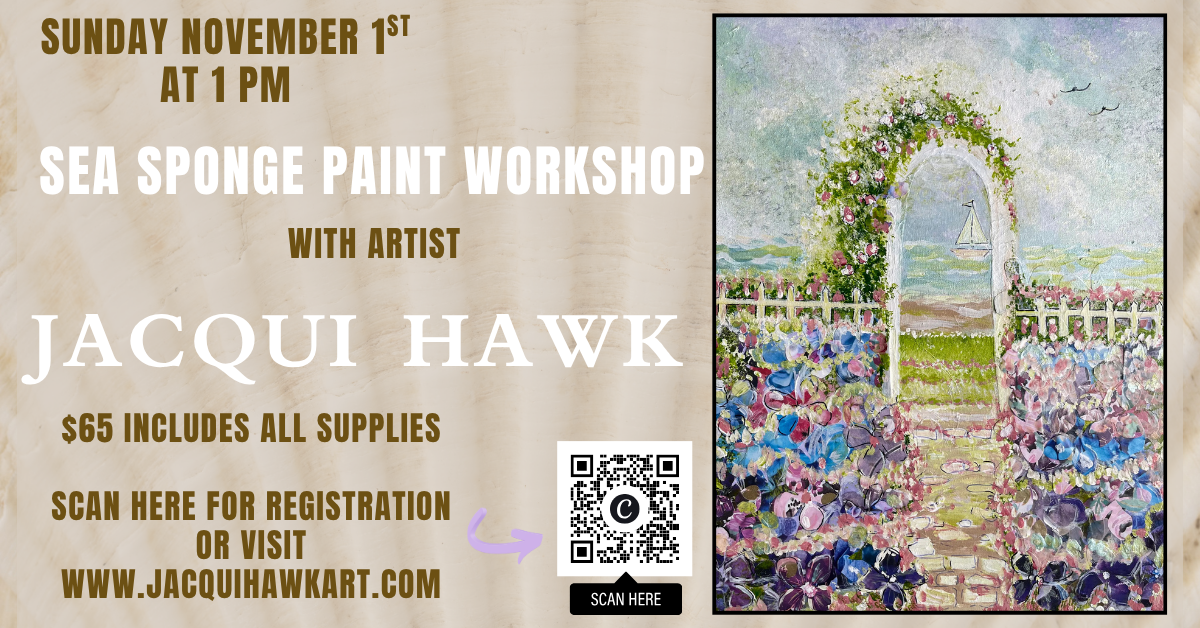 Sea sponge paint workshop with artist Jacqui Hawk on November 1st